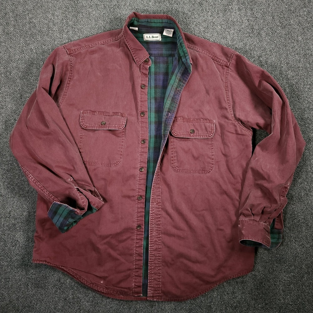 Vintage LL Bean Flannel Lined Heavy Work Shirt Overshirt Barn Shacket Mens Large